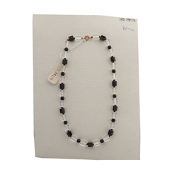 Vintage Czech necklace clear black pentagon round glass beads 