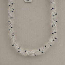 Vintage Czech 3 strand necklace clear pentagon glass beads 