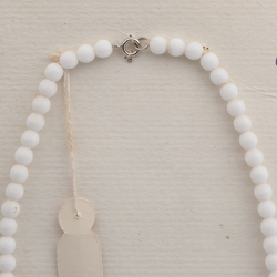 Vintage Czech necklace white round cone rondelle glass beads 