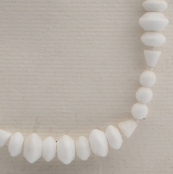 Vintage Czech necklace white round cone rondelle glass beads 
