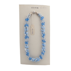 Vintage Czech 4 strand necklace blue glass beads 