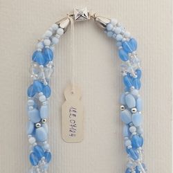Vintage Czech 4 strand necklace blue glass beads 