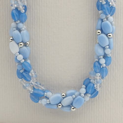 Vintage Czech 4 strand necklace blue glass beads 