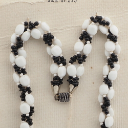 Vintage Czech 3 strand necklace black white glass beads