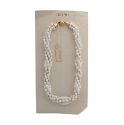 Vintage Czech 4 strand necklace white glass beads