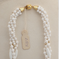 Vintage Czech 4 strand necklace white glass beads