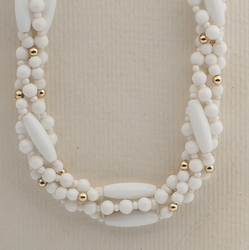 Vintage Czech 4 strand necklace white glass beads
