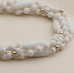 Vintage Czech 4 strand necklace white glass beads
