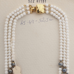Vintage Czech 3 strand necklace white hematite glass beads 