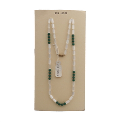 Vintage Czech necklace satin atlas green glass beads 