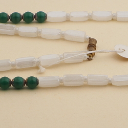 Vintage Czech necklace satin atlas green glass beads 