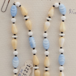 Vintage Czech necklace pastel white glass beads 