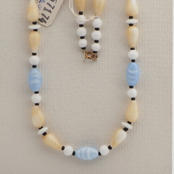 Vintage Czech necklace pastel white glass beads 
