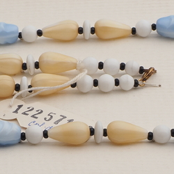 Vintage Czech necklace pastel white glass beads 