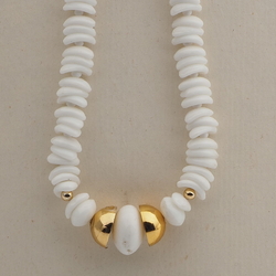 Vintage Czech necklace white rondelle arc glass beads 