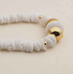 Vintage Czech necklace white rondelle arc glass beads 