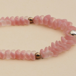 Vintage Czech necklace pink frost bicolor arc glass beads