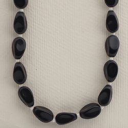 Vintage Czech necklace element large black oval square glass beads 24"