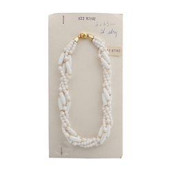 Vintage Czech 4 strand necklace white oval round glass beads