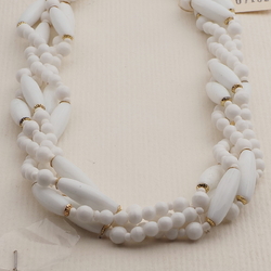Vintage Czech 4 strand necklace white oval round glass beads
