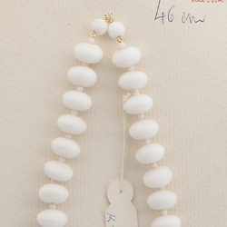 Vintage Czech necklace element large white rondelle glass beads