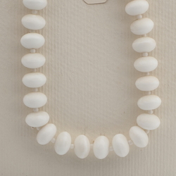 Vintage Czech necklace element large white rondelle glass beads