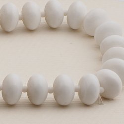 Vintage Czech necklace element large white rondelle glass beads