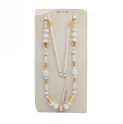 Vintage Czech necklace element white melon oval glass beads