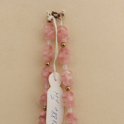 Vintage Czech necklace pink crystal frost bicolor arc glass beads