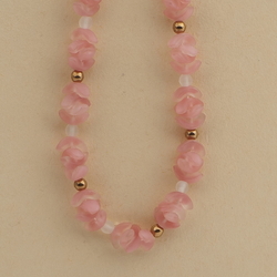 Vintage Czech necklace pink crystal frost bicolor arc glass beads