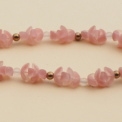 Vintage Czech necklace pink crystal frost bicolor arc glass beads