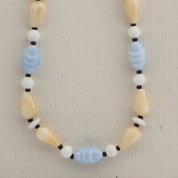 Vintage Czech necklace pastel white glass beads 18"