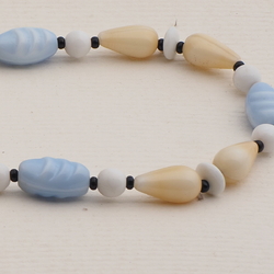 Vintage Czech necklace pastel white glass beads 18"