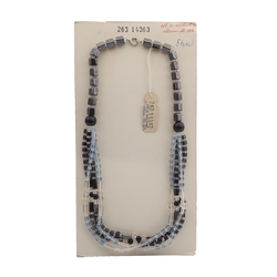 Vintage Czech 1 to 4 strand necklace black clear hematite blue glass beads