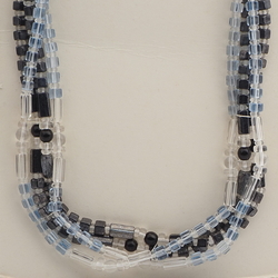 Vintage Czech 1 to 4 strand necklace black clear hematite blue glass beads