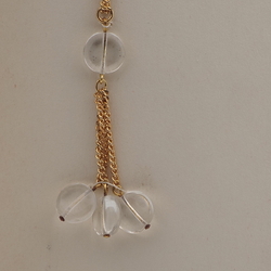 Vintage Czech chain necklace clear pendant glass beads 