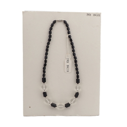 Vintage Czech necklace black pentagon frost clear glass beads 