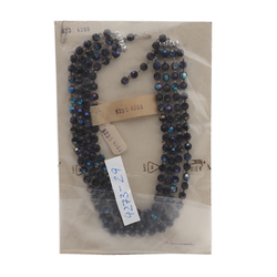 Vintage Czech 4 strand necklace vitrail black plastic beads 