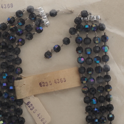 Vintage Czech 4 strand necklace vitrail black plastic beads 