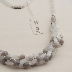 Vintage Czech 1 to 4 strand necklace satin atlas pink marble glass beads