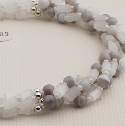 Vintage Czech 1 to 4 strand necklace satin atlas pink marble glass beads