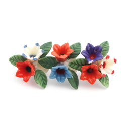 Vintage Art Deco early celluloid plastic flowers and leaves pin brooch