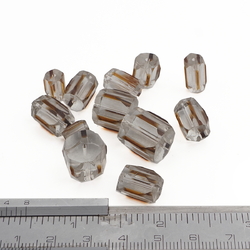 Lot (12) rare Czech antique crystal bicolor pentagon bugle glass beads
