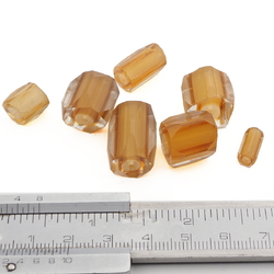 Lot (7) rare Czech antique topaz bicolor pentagon bugle glass beads