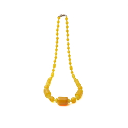 Vintage Czech necklace yellow opaline marble glass beads