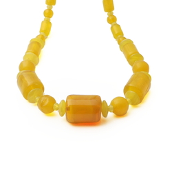 Vintage Czech necklace yellow opaline marble glass beads