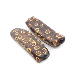 Lot (2) antique Venetian Murano millefiori mosaic rectangle glass beads