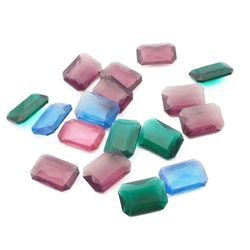 Lot (17) Czech vintage octagon faceted glass rhinestones16x12mm 