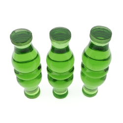 Lot (3) Large Czech antique green art glass turned balustrade furniture door handles 4.2"