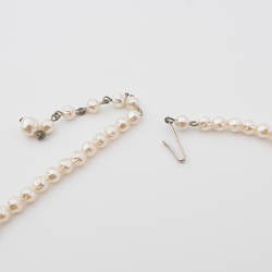 Vintage Czech necklace pearl round dimple glass beads